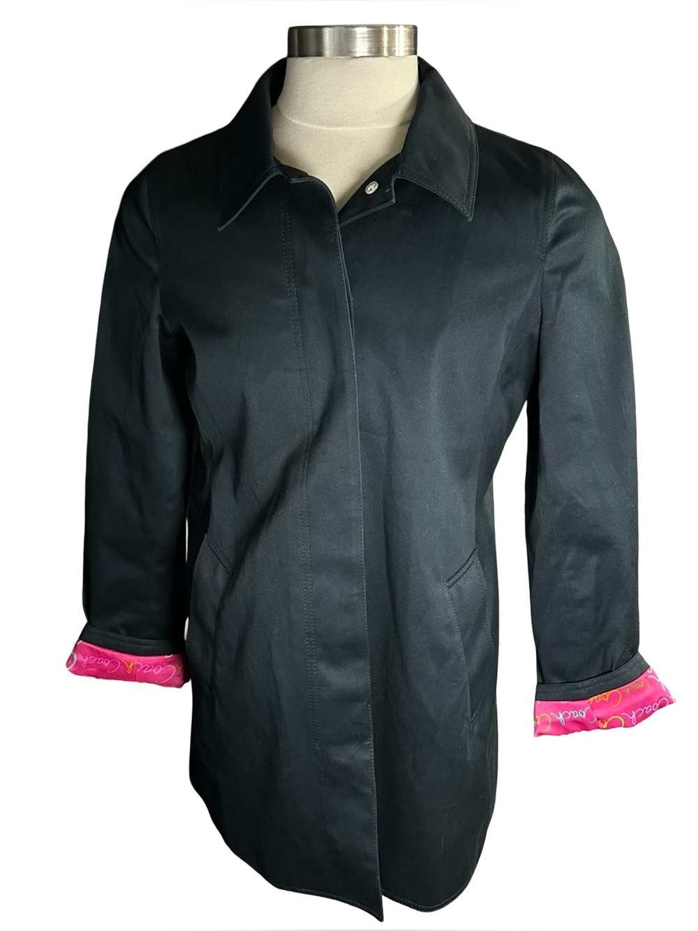 Coach Graffiti Multi Script Logo Lining Black Rain Trench Jacket Coat Sz L NWOT